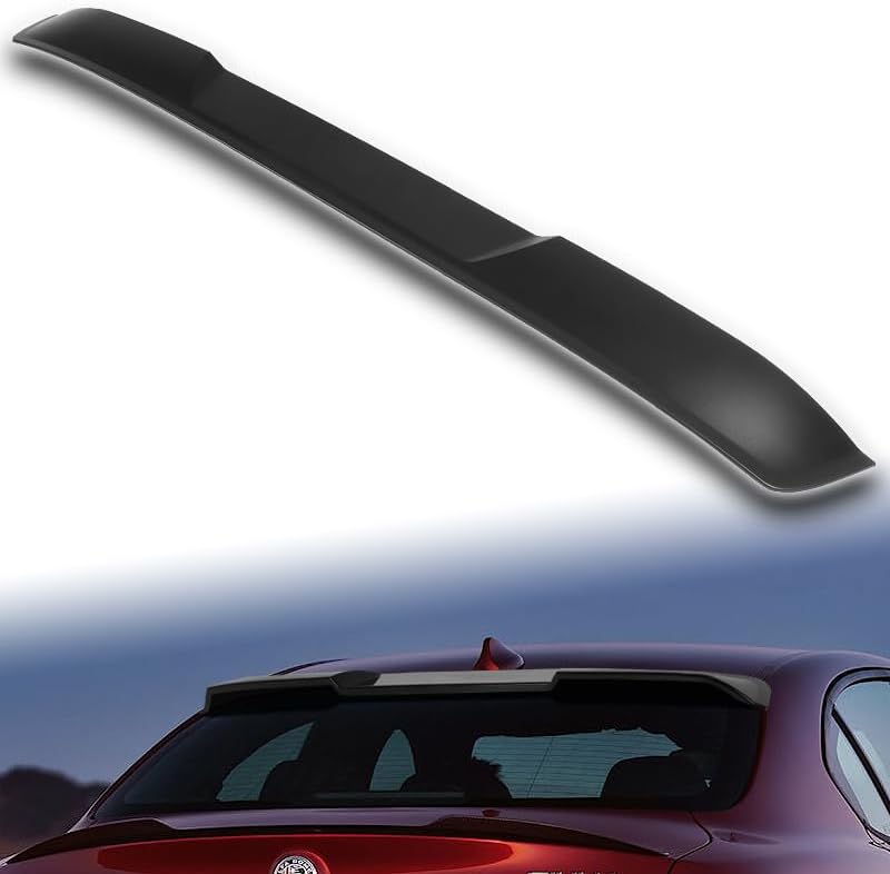 W-Power ABS Plastic Rear Window Roof Spoiler Lip Spiltter, Rain Guard, Window Protector, Compatible with 2017-2023 Alfa Romeo Giulia, Automotive Exterior Replacement (Carbon Painted)