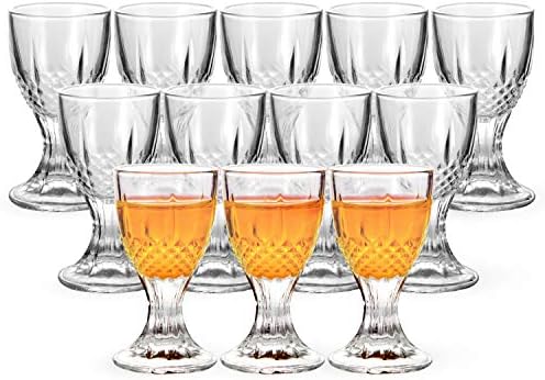 Shot Glasses, RUCKAE 0.5oz Mini Wine Shot Glasses 12 Set, Unique Long Stem Wine Glasses/Mini Goblet Liquor Glasses/Port Glasses