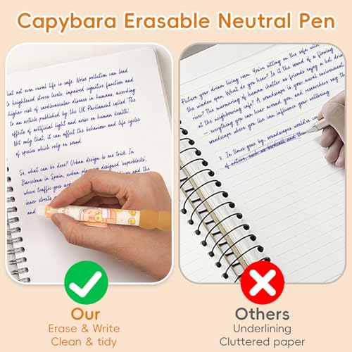 TPTGIAR Cartoon Capybara Radierbarer Kugelschreiber: 11 Stück Erasable Pen Set, Tintenroller Radierbar, Radierbare Stifte für Erwachsene Kinder Studenten(0,5mm Blau)