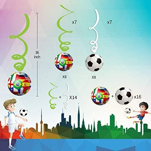 30CT Soccer Hanging Swirl for Soccer Party Supplies Theme Birthday Party Decorations - Image 2