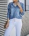 LookbookStore Denim Shirt Women Long Sleeve Button Down Shirts for Women Fall Tops for Women 2024 Casual Button Down Long Sleeve Denim Shirt Top Blouse Denim Blue Size S Fall Clothes Size 4 Size 6
