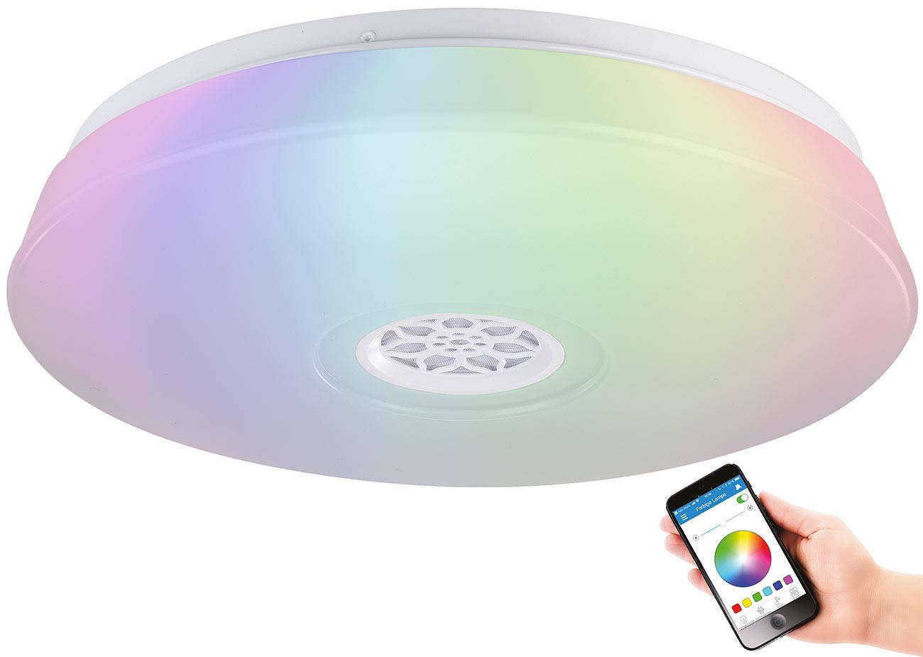 RGBW-LED-Deckenleuchte con altoparlante Bluetooth 4.0, sveglia luminosa, 1500 lm, 24 W