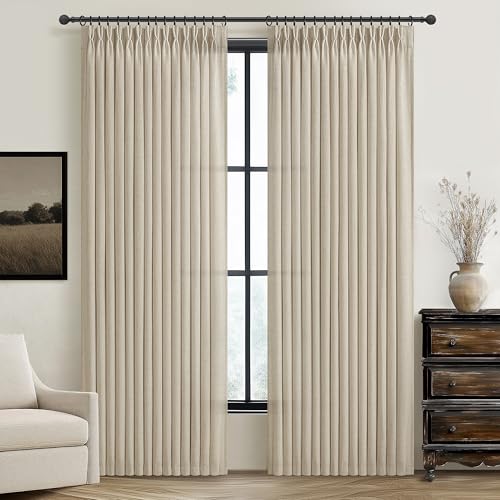 Extra Long 144 Inch Warm Beige Light Filtering Large Curtains