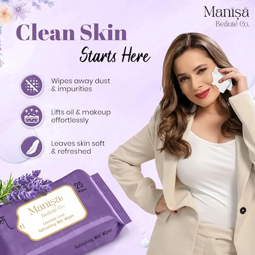 Image of Co. Lavender Luxe Refreshing Wet Wipes | Alcohol-Free, Paraben-Free, Vegan & Cruelty-Free | Soothing & Hydrating Facial Wipes | 250 Wipes (Pack of 10)