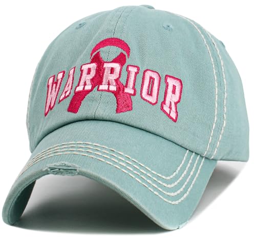 Image of Pink Ribbon Breast Cancer Awareness Fight Hope Vintage Baseball Cap Hat Women Cotton Adjustable