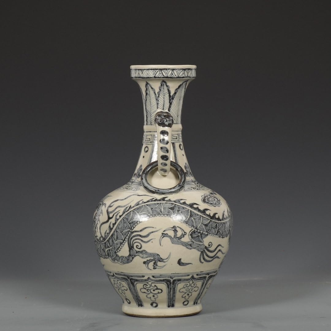 青花龍紋両耳瓶 賞物観賞瓶 工芸品 陶磁器 装飾品 花瓶 美術品 置物 清乾隆青花龍紋賞瓶 景徳鎮 陶磁器 装飾品 現代工芸品 美術品