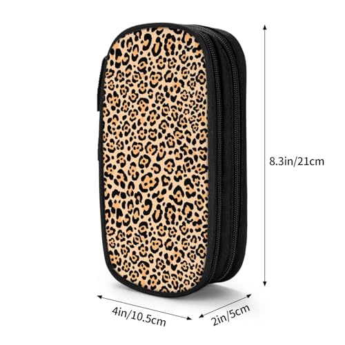Image of Perinsto Leopard Animal Skin Print Pencil Case Big Capacity Multi Compartment Stationery Box Pencil Pouch Holder Desk Organizer For School Office Home