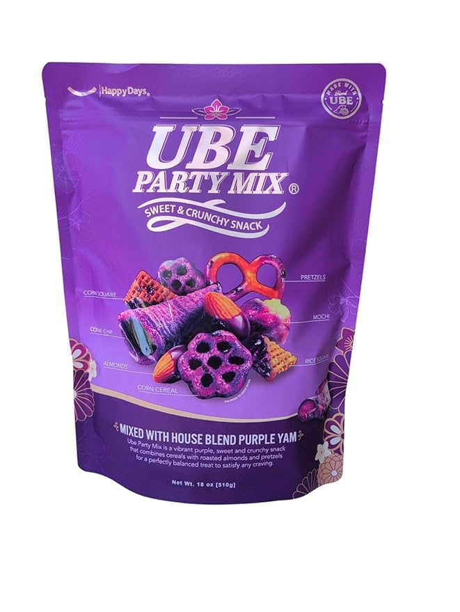 Party Mix Sweet & Crunchy Snack with Purple Yam, Pretzels, Almonds, Cereal Mix, 18 oz