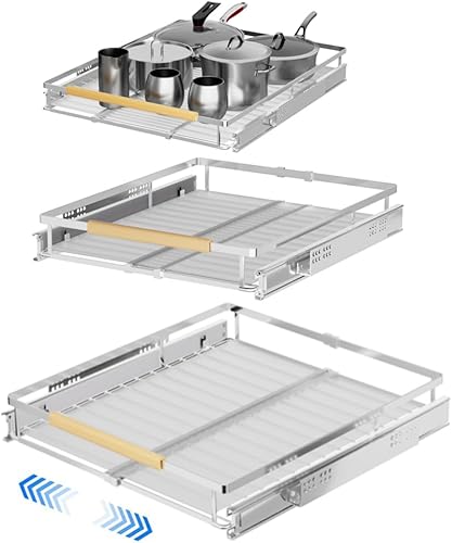 Cajón extraíble expandible, estantes de despensa deslizables, organizador de gabinete para el hogar, cocina, armario debajo del fregadero, cromado
