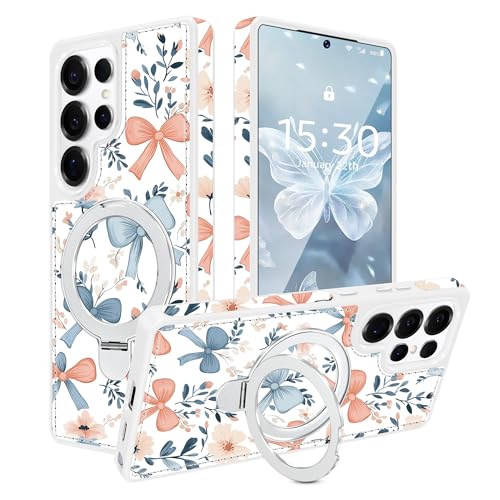 Housse magnétique pour Galaxy S25 Ultra mince avec béquille pour mains libres