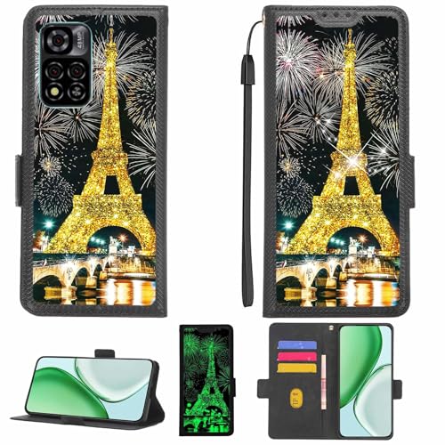 Aroepurt Case Compatible for Mobicel VX20 PRO Phone Case Flip Cover [with Tempered Glass Screen Protector][RFID Blocking][Gold Glitter+Luminous] LPT-TT