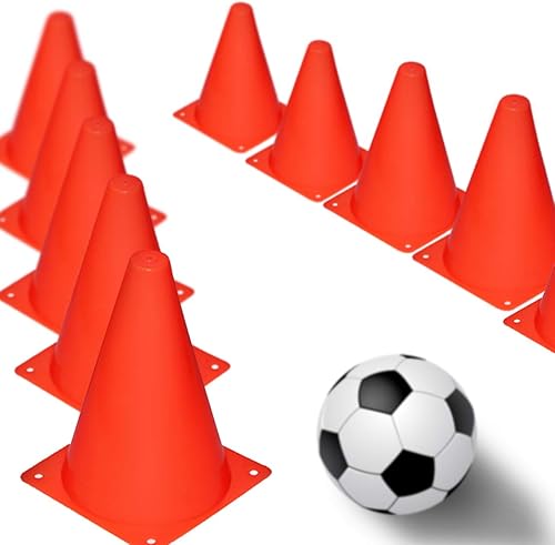 Novelty Place 7 Inch Multipurpose Training Cones (Set of 12), Soft & Durable Traffic Cone for Safety, Agility, Soccer, Football & Other Activities -