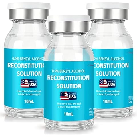 3 Pack 10 Ml Reconstitution in Clear Premium Glass Vials, Research Use Only, Made in USA Cover