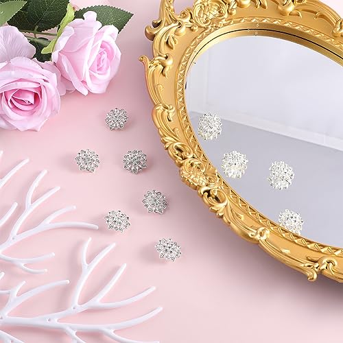 GORGECRAFT 10Pcs Rhinestone Shank Buttons Alloy Crystal Flower Shape Decorative Buttons Applique Embellishments in Clothes Diy Jewelry Decoration for Crafts Wedding Party Bouquet - Image 4