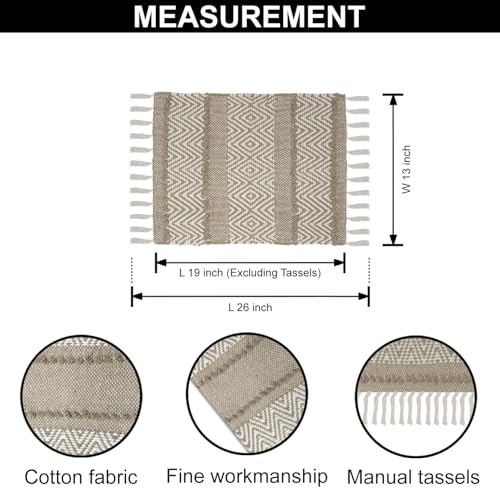 Image of Luxe Home Cotton Table Placemats with Tassels Rectangular Woven Dining Mats Heat Resistant, Washable Table Mats for Dining Table Home, Kitchen & Restaurants (66x33 cm) Set of 6