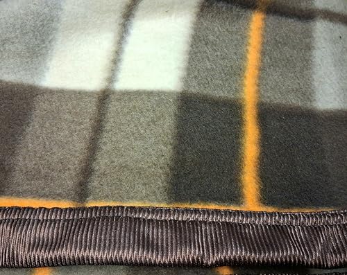 Image of CHANDRAVATI Modern Check Polar Fleece All Season Blanket with || Satan Border || 500 TC || Heavy Quality || (Brown, Single)