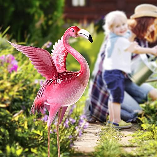 Natelf Garden Flamingo Statues And Sculptures, Outdoor Metal Bird Yard Art, Pink Flamingo Lawn Ornament For Patio Backyard Porch Decorations #TOP3