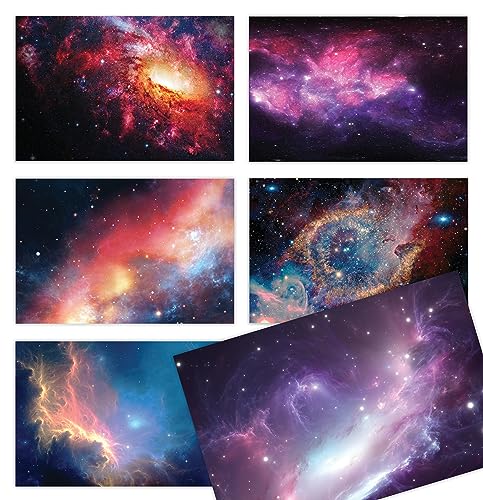 Better Office Products 50-Pack All Occasion Greeting Cards Box Set, 4 x 6 inch, 50 Assorted Blank Note Cards & 50 Envelopes, 6 Cosmic Galaxy Designs, Blank Inside, 50 Pack