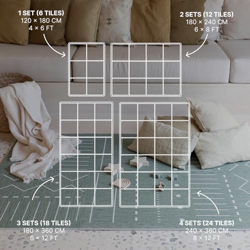 Image of Toddlekind Baby Play Mat, 6 X 4 feet, Reversible Crawling Carpet, Soft Foam, 1.2cm Thick Floor Mat for Toddlers & Kids, Foldable, Expandable, BPA Free Non Toxic, Easy to Clean, Anti-Slip, Berber Moss