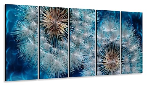 Yihui Arts Dandelion Metal Wall Art - Hand Crafted Blue