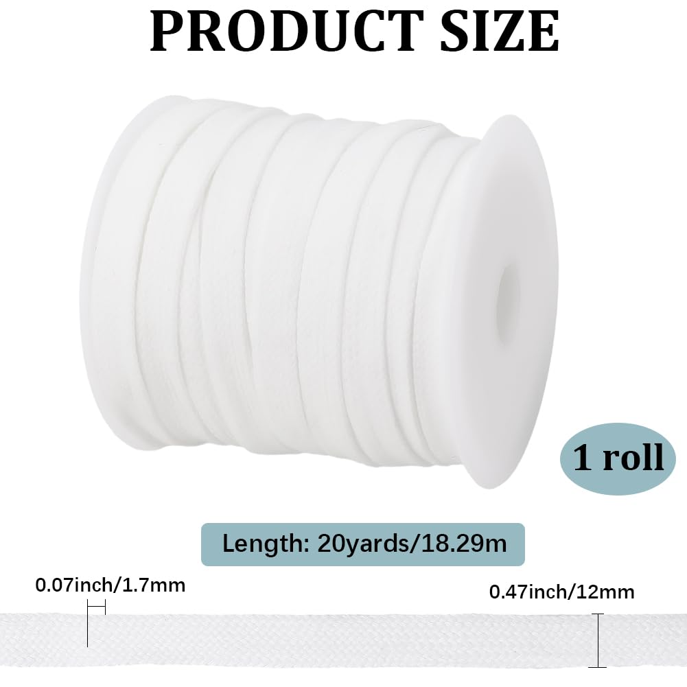 Cordino di Ricambio Bianco da 18.29 m e 12mm Cordino Piatto in Poliestere Resistente Cordini Morbidi Accessori con Rocchetti per Pantaloni Sportivi Pantaloni Dellsa Tuta Maglioni Giacche Fe