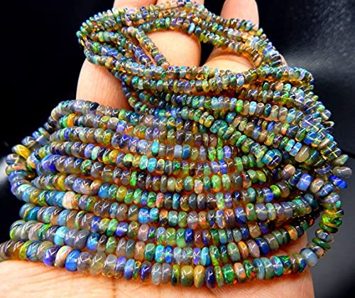 Opale noire éthiopienne en perles rondelles de 7mm, fil de pierre naturelle LKBEADS