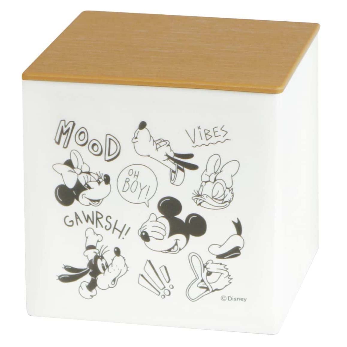 Nishiki Kasei Tissue Case with Lid Mickey Mouse I x L-fri Ivory