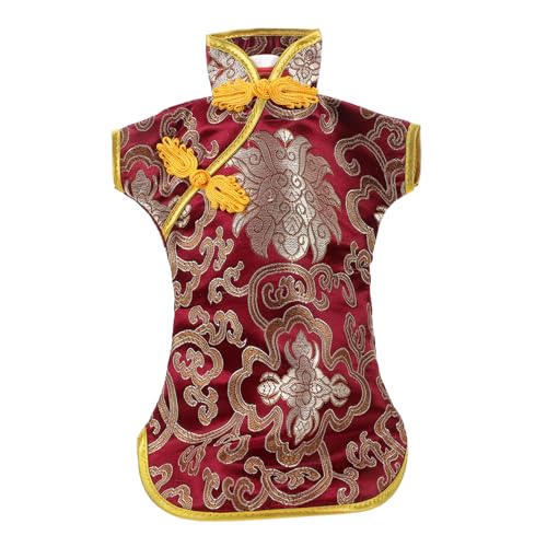 CIYODO Cubierta Decorativa para Botellas de Vino Chino con de Seda Accesorio Elegante para Bodas Cumpleaños y Celebraciones