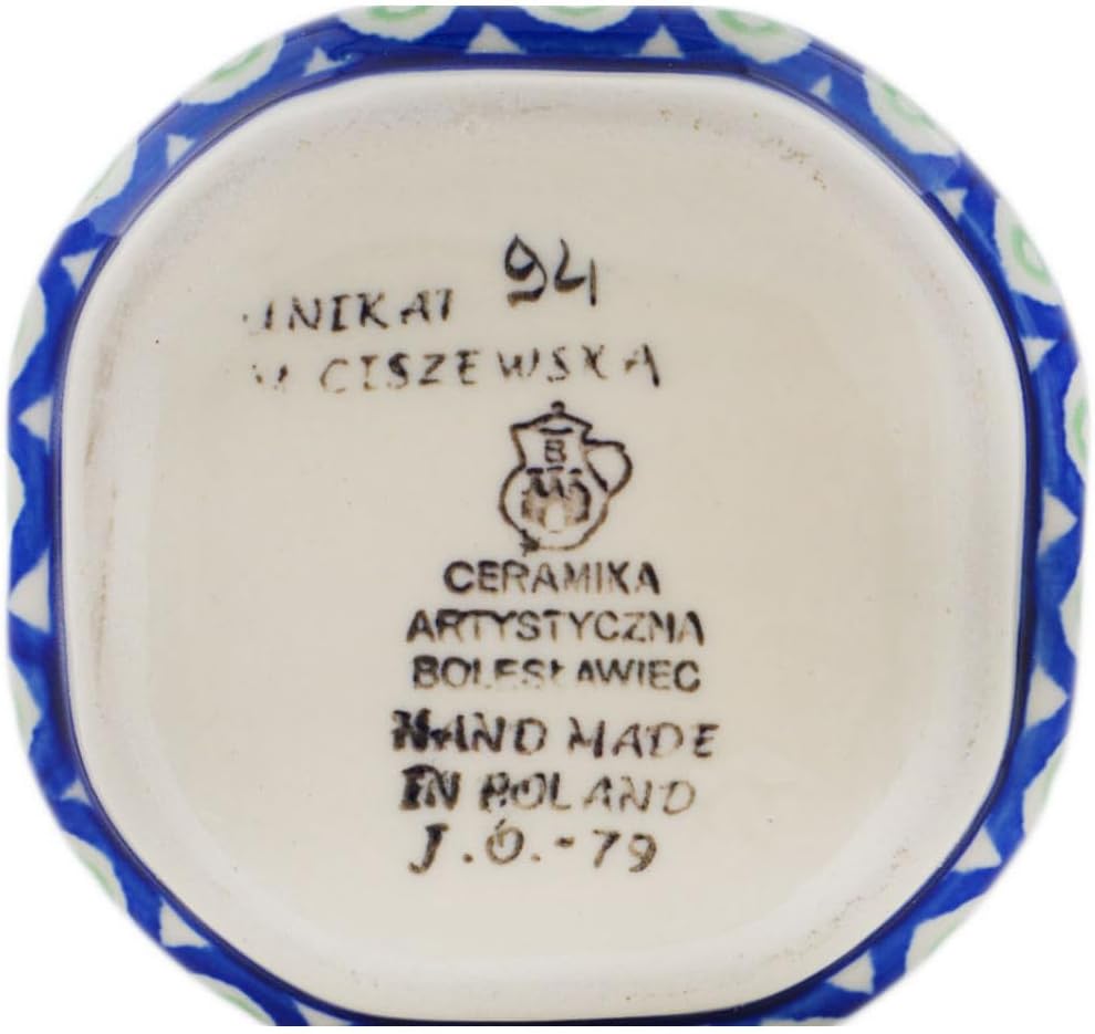 Polmedia Polish Pottery Vase UNIKAT - Weeping Tulips Pattern Handmade in Boleslawiec Poland by Ceramika Artystyczna + Certificate of Authenticity