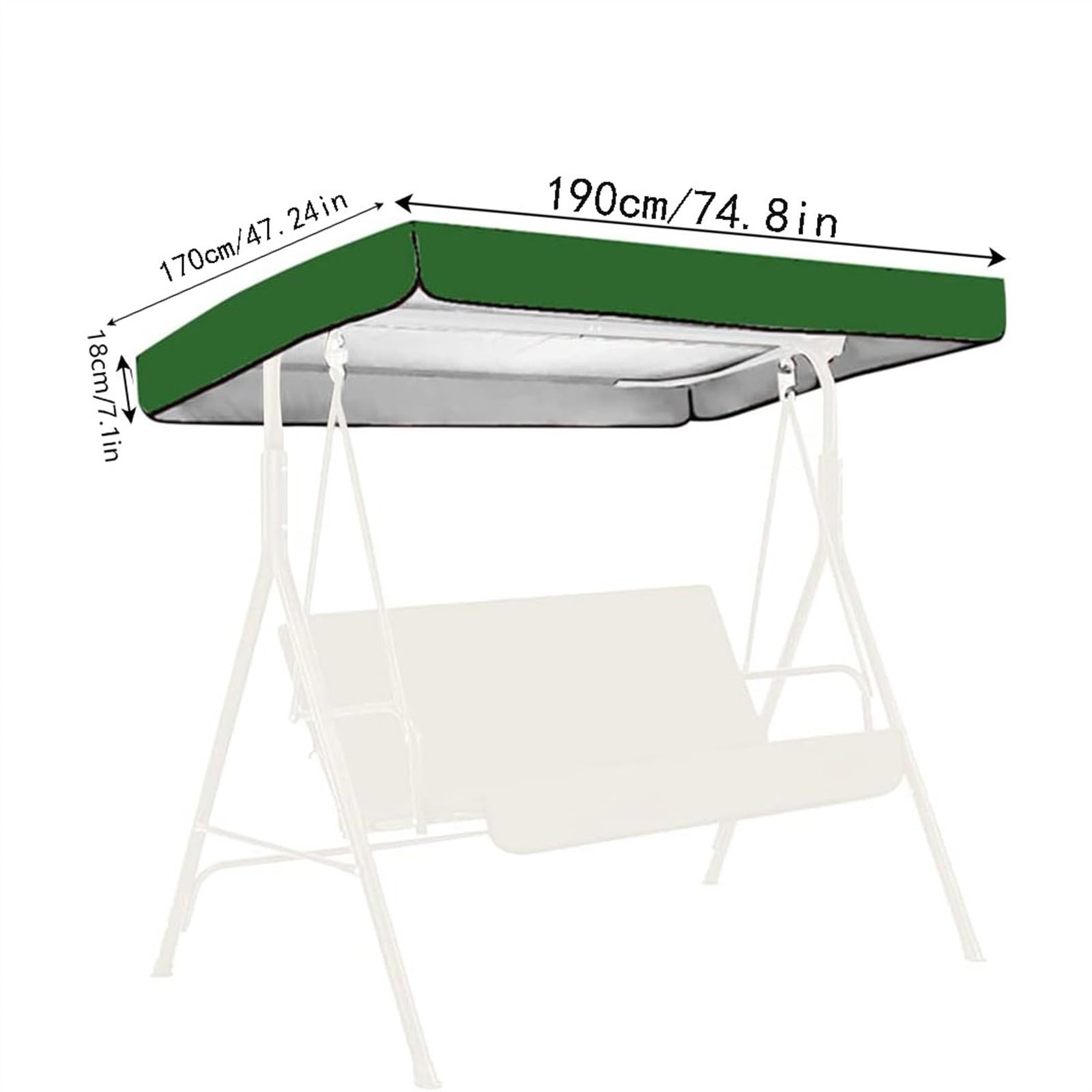 Wygwlg Tessuto Superiore con Paralume per Altalene, Copertura Superiore di Ricambio Impermeabile per Panca da Patio per Esterni, Altalena, Copertura Superiore Impermeabile, Sostituzione(Green)