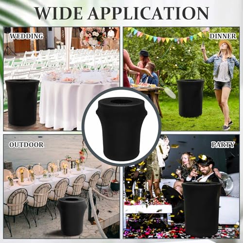Image of Tanlade 4 Pcs 55 Gallon Stretch Trash Can Spandex Cover Outdoor Waste Garbage Can Spandex Covers for Indoor Kitchen Outdoor Round Waste Container Bin, Without Trash Bin (Black)