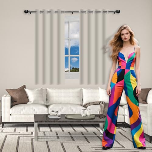 Rideau occultant 240x295 cm beige isolant thermique à oeillets