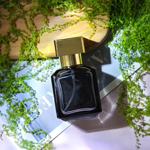 50ml/1.7 Oz Glass Spray Bottle Perfume Atomizer,Glass Perfume Square Refillable Spray Bottle Empty with 3 Kinds of Dispenser (Black)4