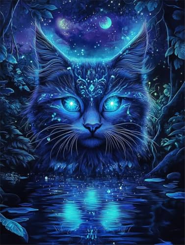 Diamond Painting Chat Rêve : Kit Broderie Diamant Complet Adulte pour Décoration Maison 70x95cm
