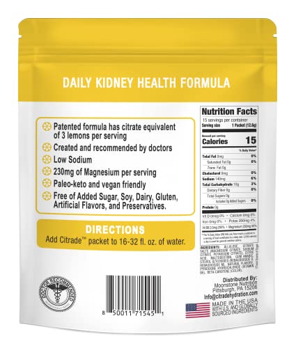 Citrade Hydration Electrolyte Powder Sticks, Gluten Free, Keto Electrolytes Drink Mix With Magnesium & Potassium, Single Serve Travel Packets For Water Bottle, 15 Packs, Lemonade #TOP1