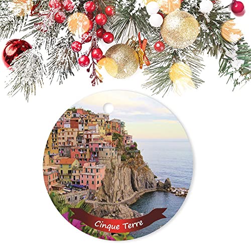 Vinisong Christmas Ornament Cinque Terre Hanging Ornament Christmas Tree Decoration Landscape Keepsake Hanging Ornament Christmas Ornament Gift Christmas Bauble Keepsake #TOP2