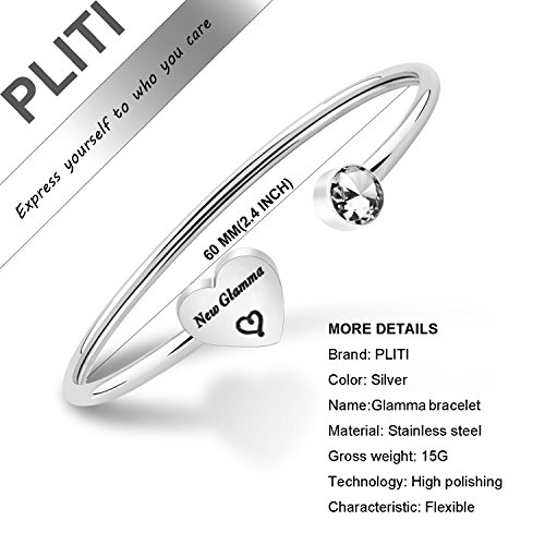 PLITI Glamma To Be New Glamma Grandma Bracelet Promoted To Grandma 2018 Jewelry Pregnancy Announcement Gift for Grandma2