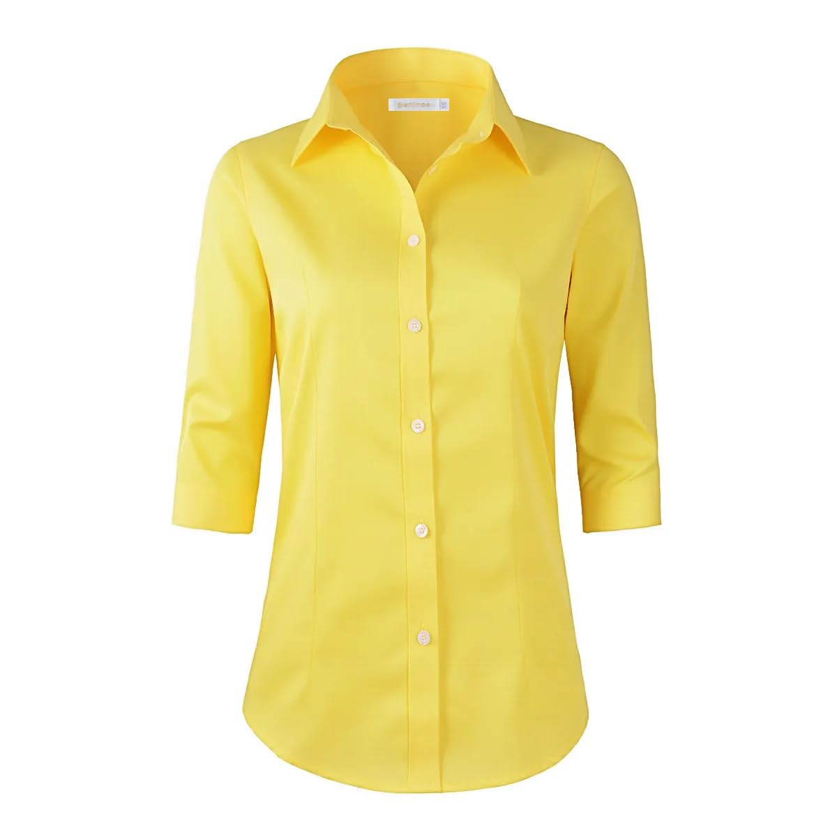 Beninos Women's 3/4 Sleeve Formal Work Wear White Button Down Shirt