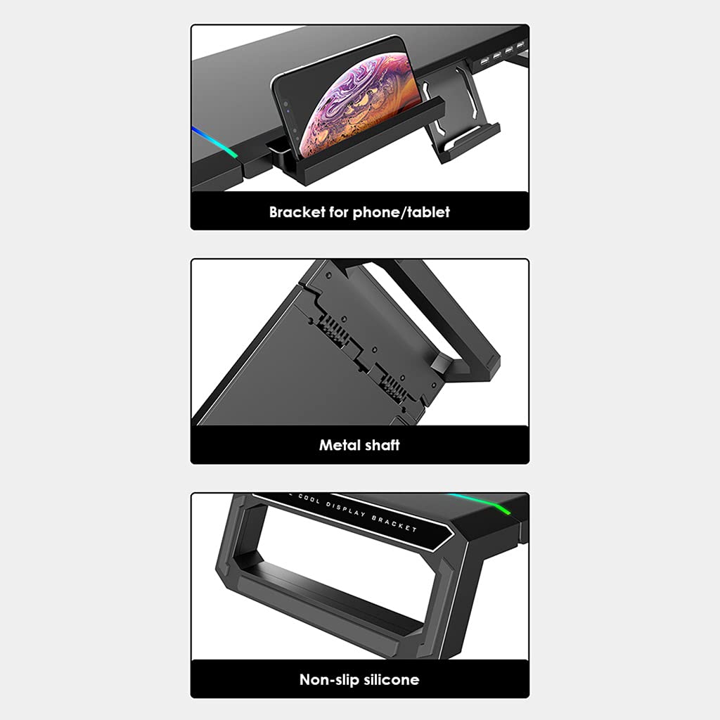 Supporto per monitor Organizer Supporto Supporto RGB Scrivania di Ricarica per Computer Portatile Home Monitor Stand con Cassetto