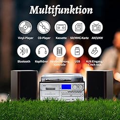Jorlai Platine Tout-en-Un avec Haut-Parleur stéréo Externe, Lecteur de Disque Bluetooth 3 Vitesses avec Lecture CD/Cassette, Radio AM/FM, Codage USB/SD, entrée Aux-in/RCA Line-Out - Les Beatles, Paul McCartney, John Lennon, RIngo Starr, George Harrison Jorlai Platine Tout-en-Un avec Haut-Parleur stéréo Externe, Lecteur de Disque Bluetooth 3 Vitesses avec Lecture CD/Cassette, Radio AM/FM, Codage USB/SD, entrée Aux-in/RCA Line-Out – Image 2