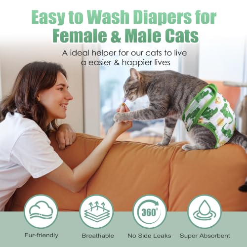 Image of wegreeco Luxury Washable Reusable Dog Cat Diapers (Stylish Pattern) - Female Dog Cat Diapers, Doggie Cat Diaper, 3 Pack (Fancy,Small)