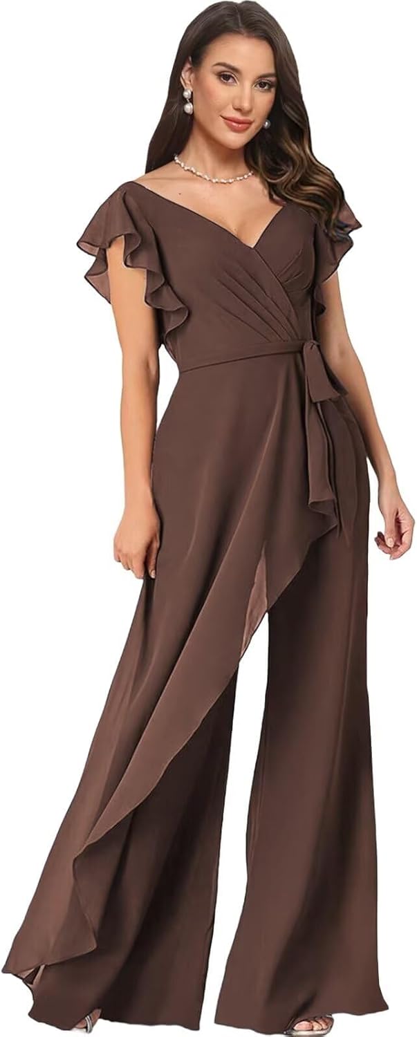 Women's Jumpsuit Chiffon Mother of The Bride Pant Suits Wedding Guest Dresses Formal Outfits