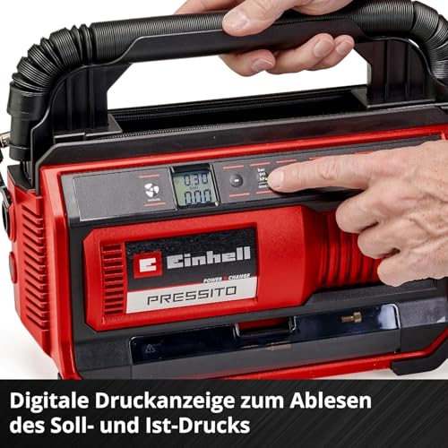 Einhell Akku-Kompressor PRESSITO 18/25 Power X-Change (18 V, max. 11 bar, inkl. 3-tlg. Adapter-Set, inkl. 71 cm Hochdruckschlauch und 1,6 m Niederdruckschlauch, ohne Akku)