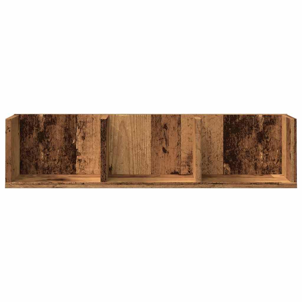 Mensola da parete per CD, effetto legno antico, 75 x 18 x 18 cm, in legno per CD, DVD, raccolta musicale, durevole, stabile, resistente all'umidità, montaggio a parete