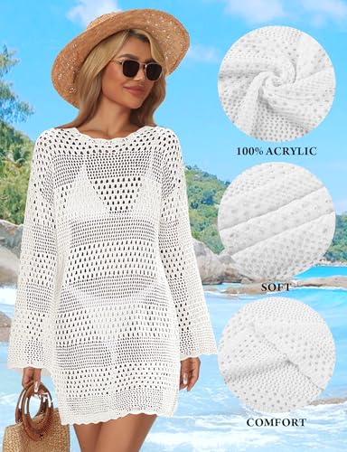 Traje de baño de manga larga de verano estilo ganchillo y punto de malla 4