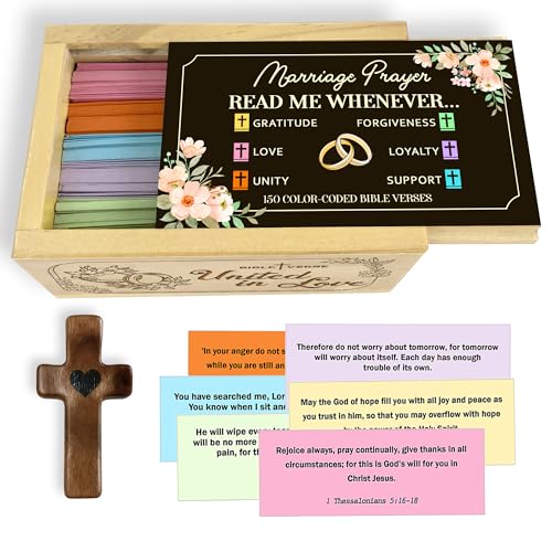 NETHOMEWOODS Marriage Bible Verse Box for Couple (150 Verses), Upgrade