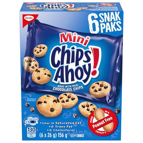 Chips Ahoy! - Chips Ahoy! Mini Chocolate Chip Cookie Snack Packs, Made in a Peanut-Free Facility, School Snacks, 156 g, Baked in Canada