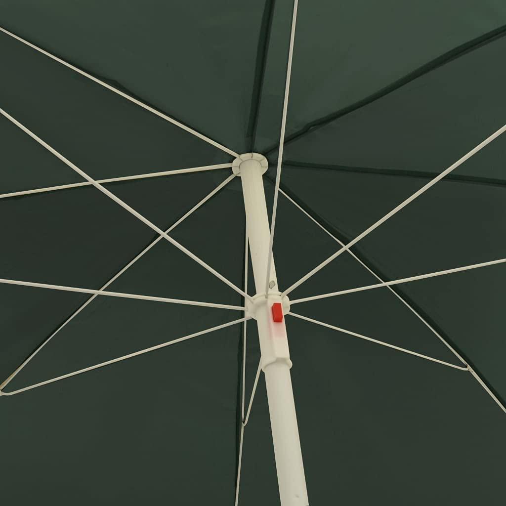 Zielony parasol plażowy odporny na promieniowanie UV, poliester, średnica 240 cm, z mechanizmem nachylenia, stabilny maszt na taras, balkon, do ogrodu, ochrona przed słońcem i ochrona przed
