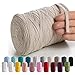 Produktbild MeriWoolArt® Baumwollgarn Band Beige - 10mm T-Shirt Band Garn für Stricken, Makramee, Häkeln, Weben, Geschenkband - 150 m Baumwollband (Sand)