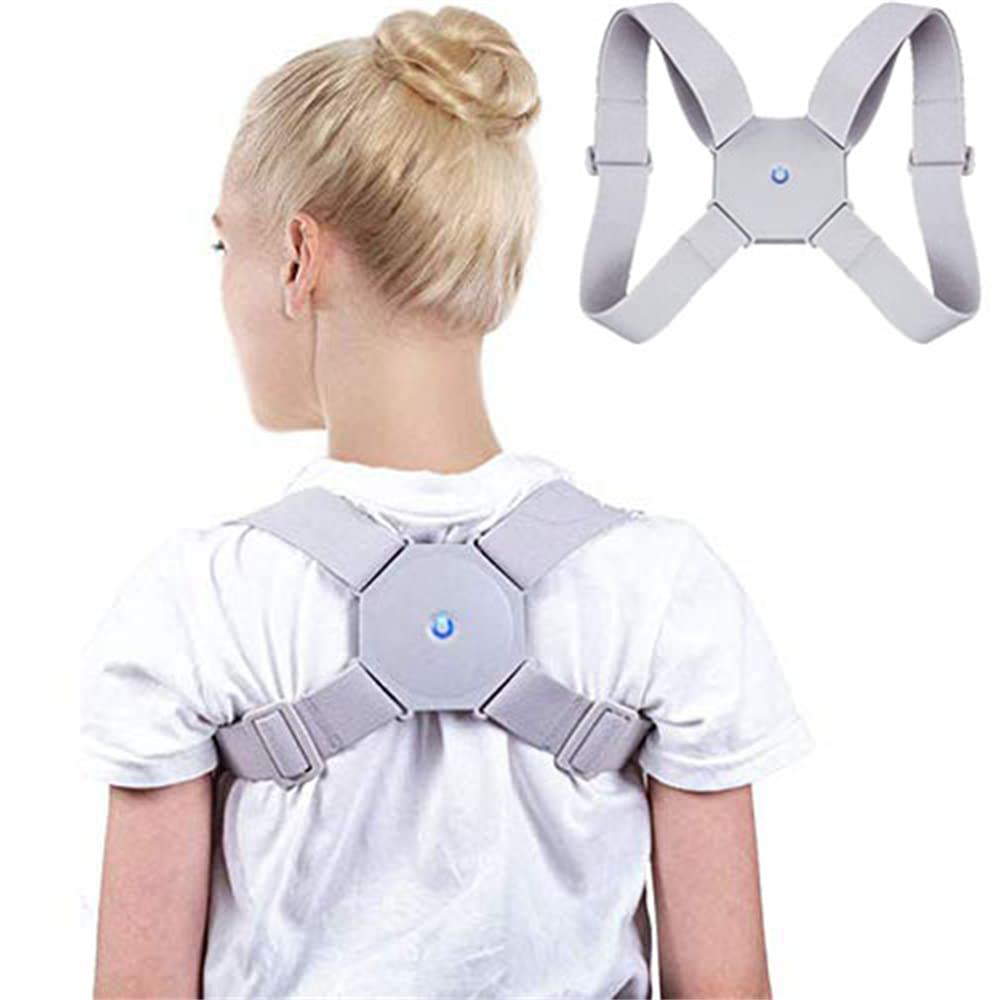 Smart Posture Corrector for Adults and Kids, Sensor Posture Corrector, Intelligent Posture Reminder, Vibrate to Improve Posture, Slouch Humpback Brace for Women and Men, Comfortable Breathable (Grey)